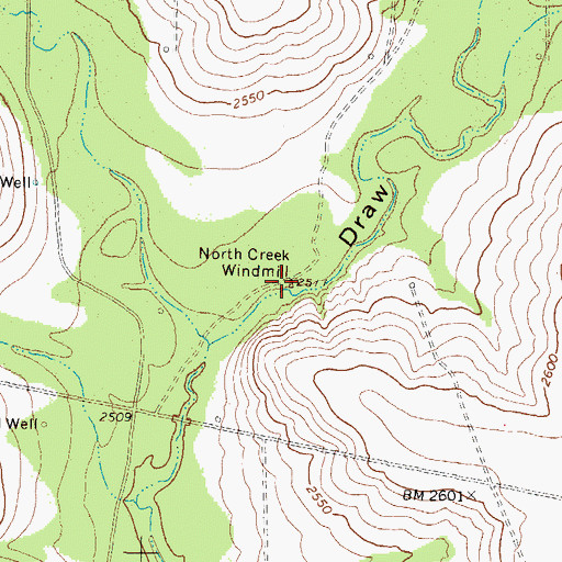 Topographic Map of North Creek Windmill, TX