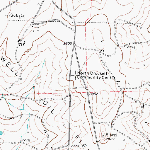 Topographic Map of North Crockett Community Center, TX