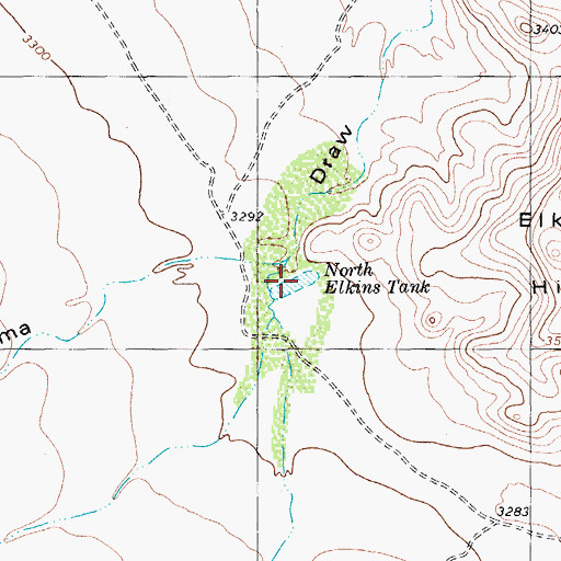 Topographic Map of North Elkins Tank, TX