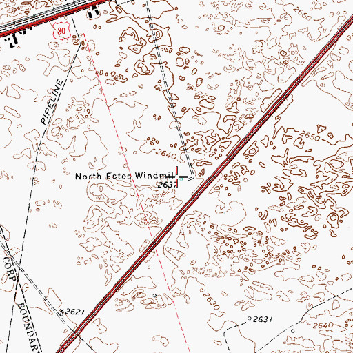 Topographic Map of North Estes Windmill, TX