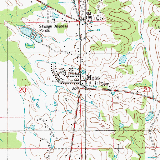 Topographic Map of Mosses, AL