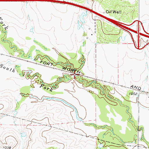 Topographic Map of North Fork Buffalo Creek, TX