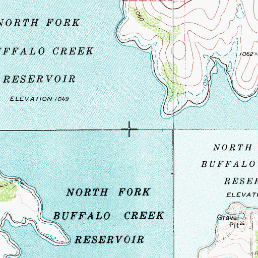 Topographic Map of North Fork Buffalo Creek Reservoir, TX