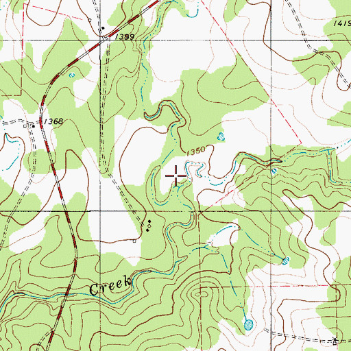 Topographic Map of North Fork Bull Creek, TX