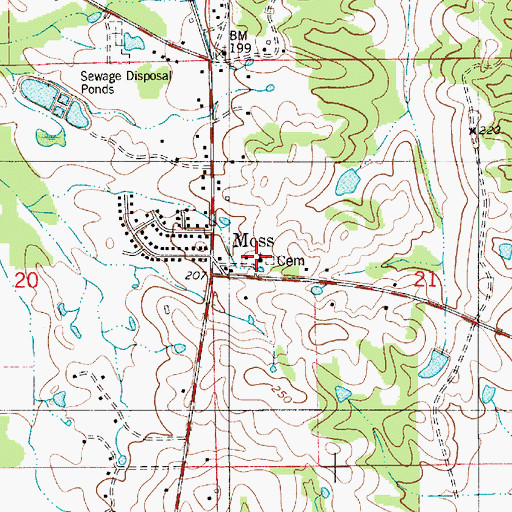 Topographic Map of Moss Church, AL