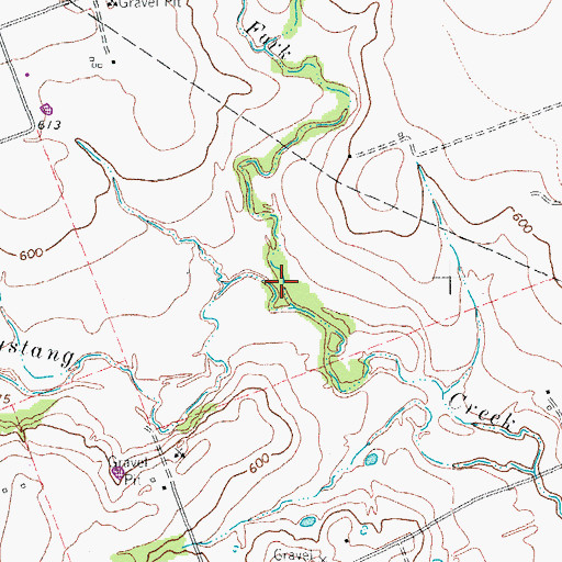 Topographic Map of North Fork Mustang Creek, TX