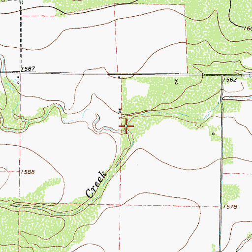 Topographic Map of North Fork Mustang Creek, TX