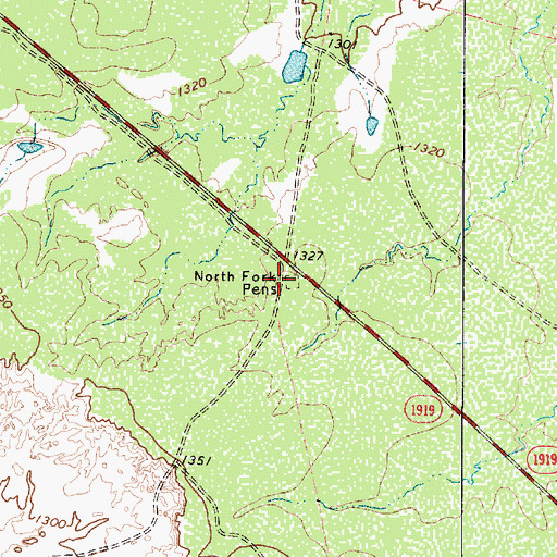 Topographic Map of North Fork Pens, TX