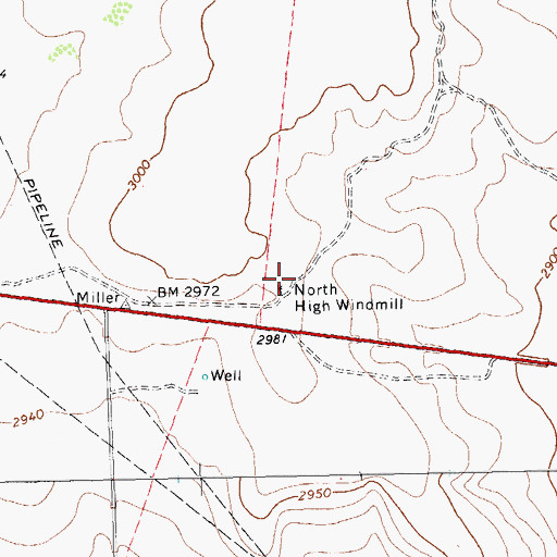 Topographic Map of North High Windmill, TX