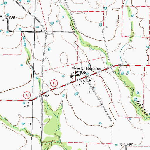Topographic Map of North Hopkins School, TX