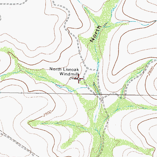 Topographic Map of North Liveoak Windmill, TX