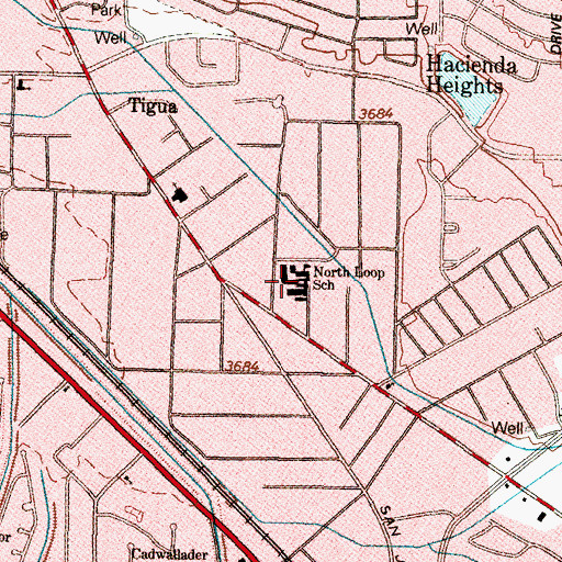 Topographic Map of North Loop School, TX