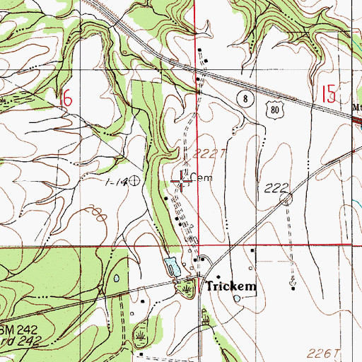 Topographic Map of Mount Gilead Cemetery, AL