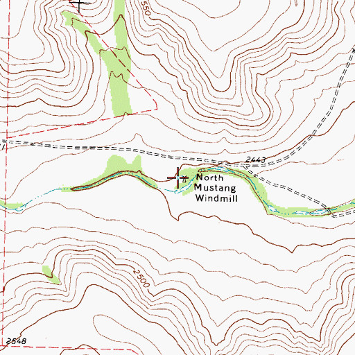 Topographic Map of North Mustang Windmill, TX