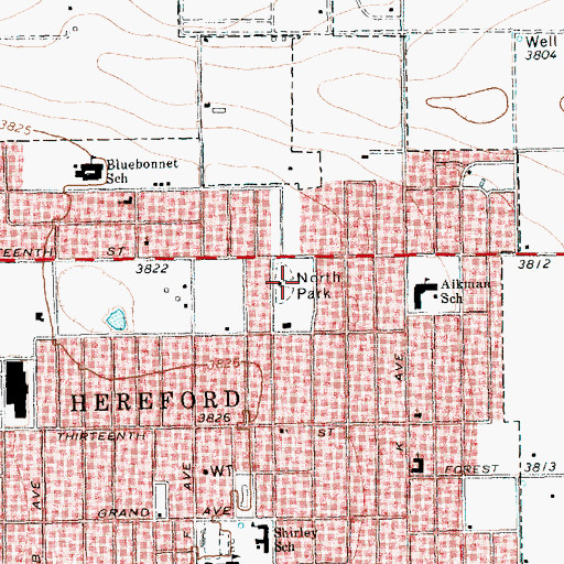 Topographic Map of North Park, TX
