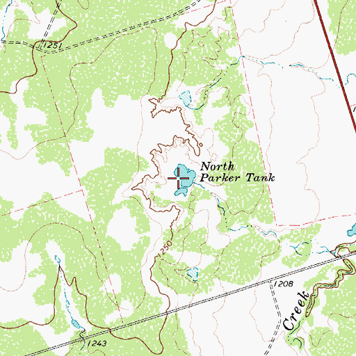 Topographic Map of North Parker Tank, TX