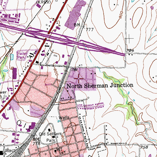 Topographic Map of North Sherman Junction, TX