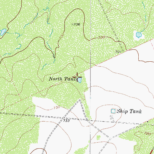 Topographic Map of North Tank, TX