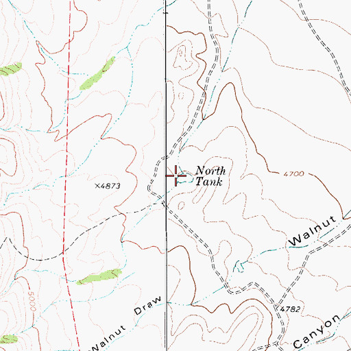 Topographic Map of North Tank, TX