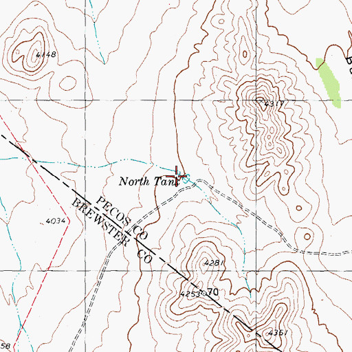 Topographic Map of North Tank, TX