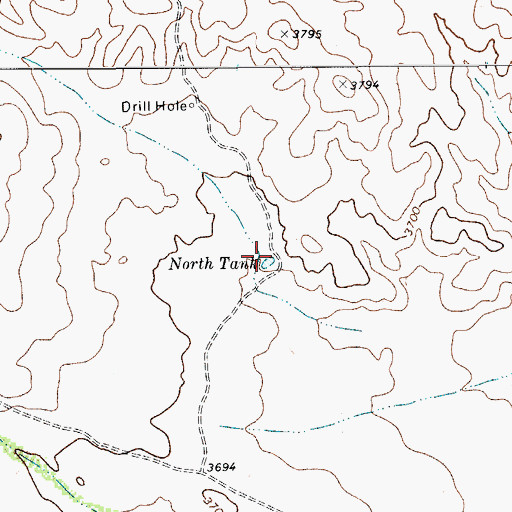 Topographic Map of North Tank, TX