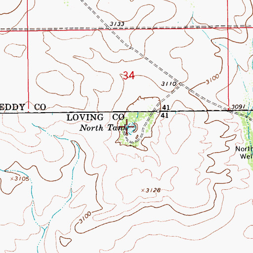 Topographic Map of North Tank, TX