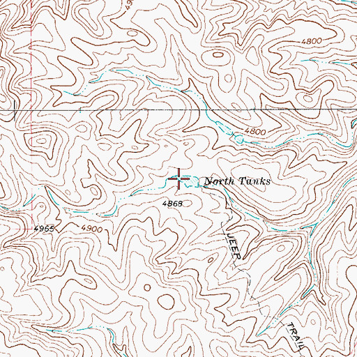 Topographic Map of North Tanks, TX