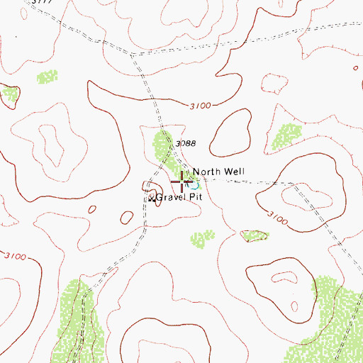 Topographic Map of North Well, TX