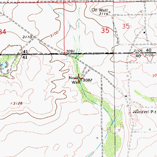 Topographic Map of North Well, TX