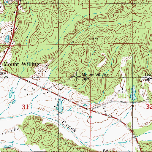 Topographic Map of Mount Willing Cemetery, AL