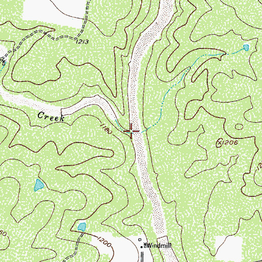 Topographic Map of North Willow Creek, TX
