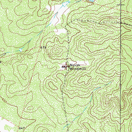 Topographic Map of North Windmill, TX