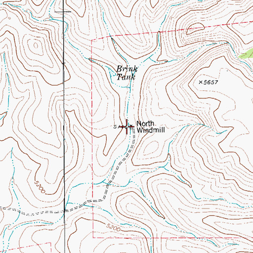 Topographic Map of North Windmill, TX