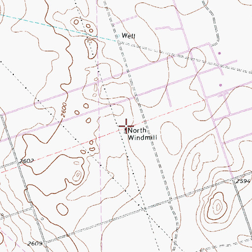 Topographic Map of North Windmill, TX