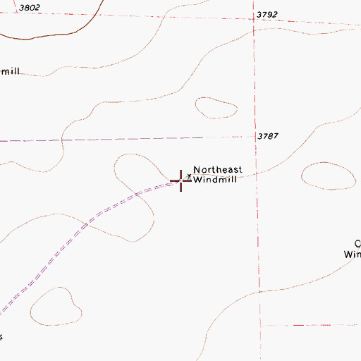 Topographic Map of Northeast Windmill, TX