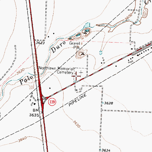Topographic Map of Northlawn Memorial Gardens, TX