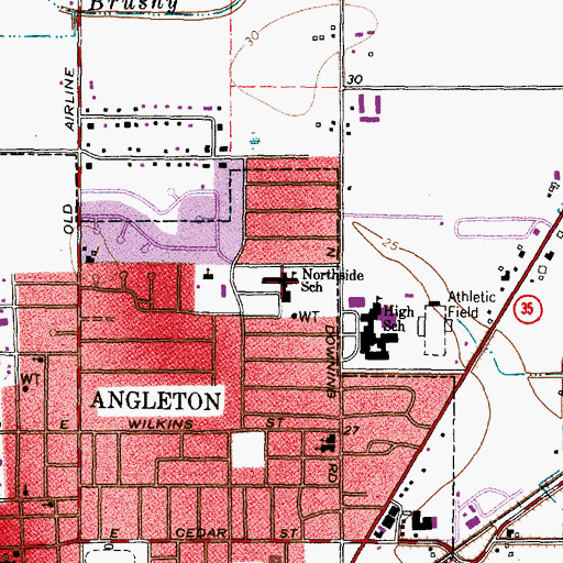 Topographic Map of Northside School, TX