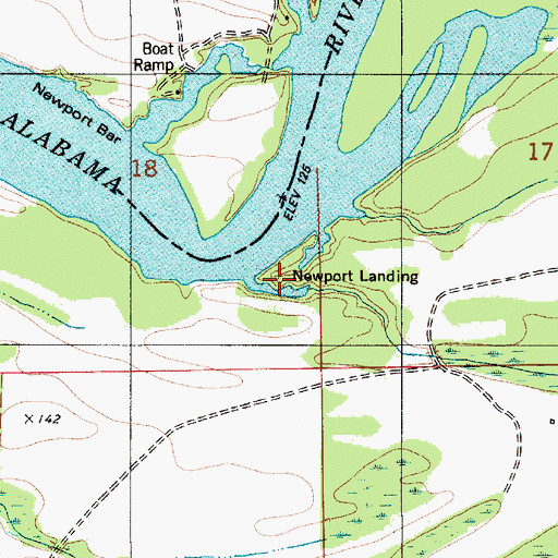 Topographic Map of Newport Landing, AL