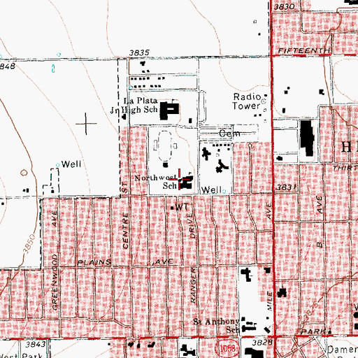 Topographic Map of Northwest Elementary School, TX