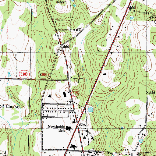 Topographic Map of Norwood School, TX