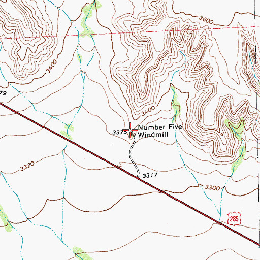 Topographic Map of Number Five Windmill, TX