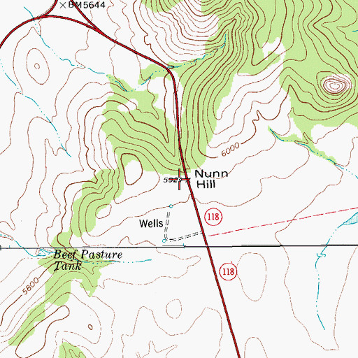 Topographic Map of Nunn Hill, TX