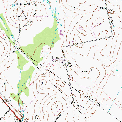 Topographic Map of Nursery Cemetery, TX