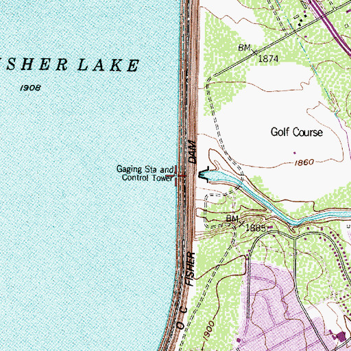 Topographic Map of O C Fisher Dam, TX