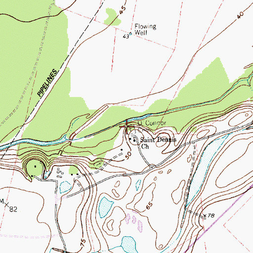 Topographic Map of O'Connor Cemetery, TX