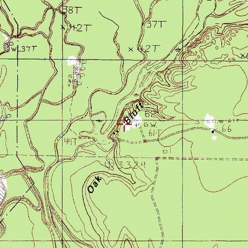 Topographic Map of Oak Bluff, TX