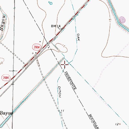 Topographic Map of Oak Ditch, TX