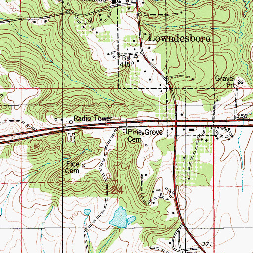 Topographic Map of Pine Grove Cemetery, AL