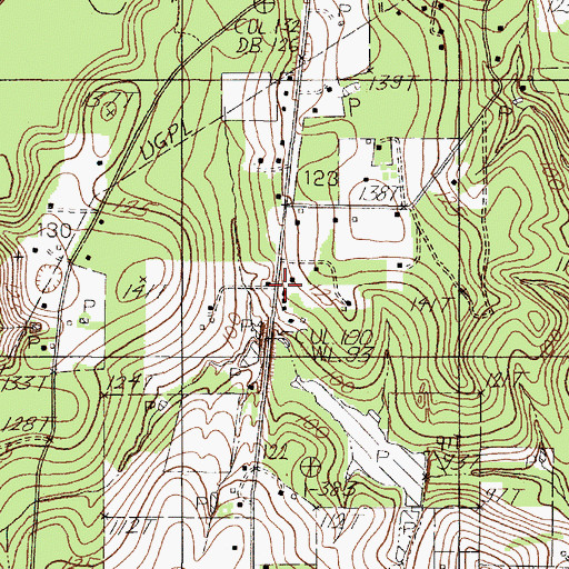 Topographic Map of Oak Grove Church, TX