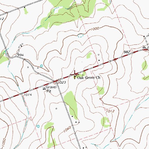 Topographic Map of Oak Grove Church, TX